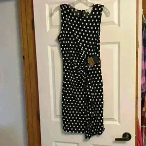 Michael Kors Dress Black and white dot, womens small sleeveless faux wrap